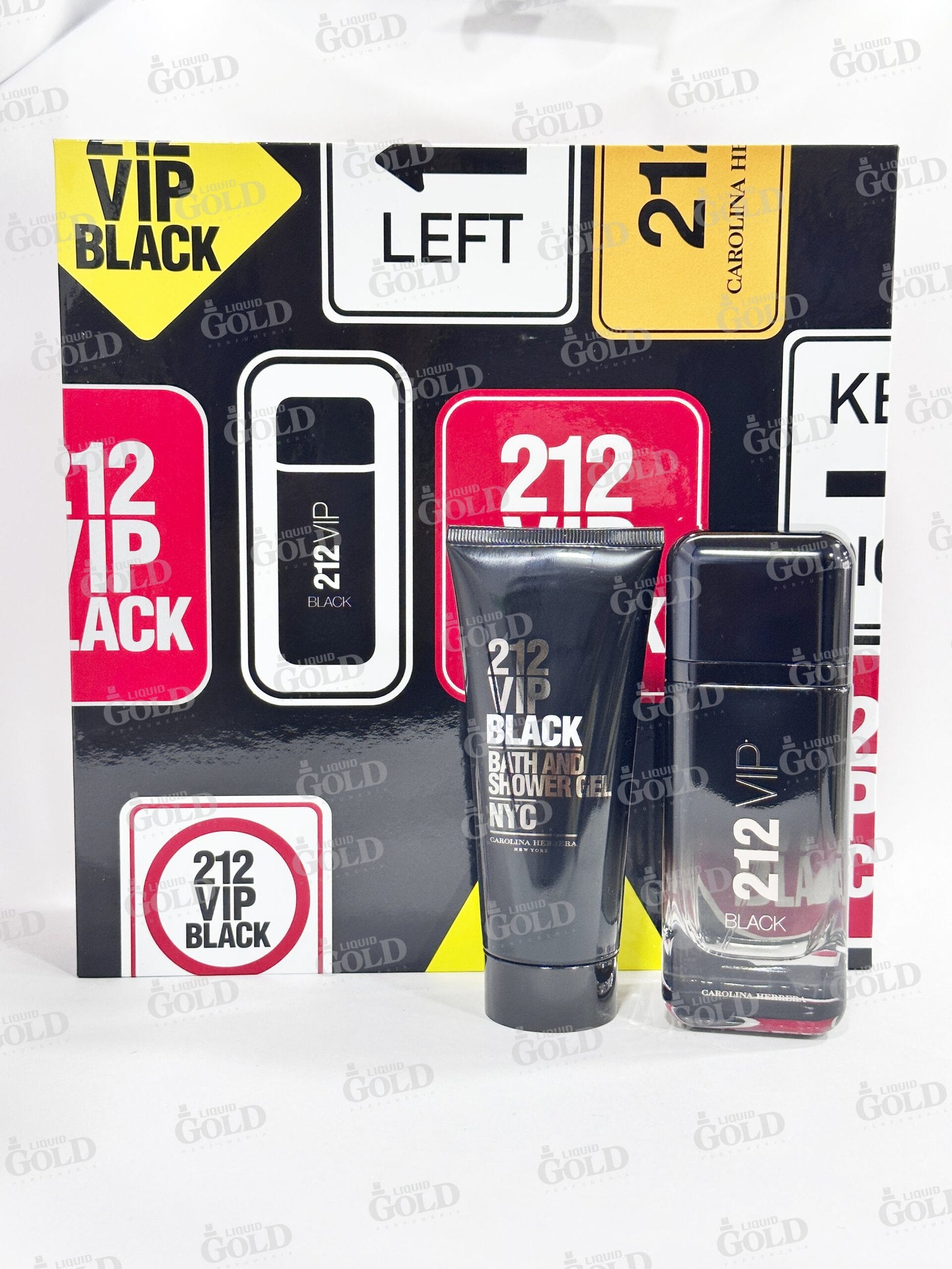Set Carolina Herrera 212 Vip Black Bath And Shower Gel Nyc x 2 Piezas Hombre